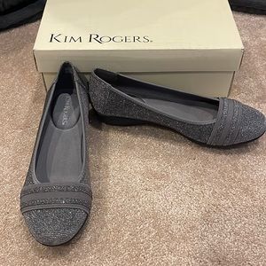 Kim Rogers silver sparkly slip on flats, size 8.5